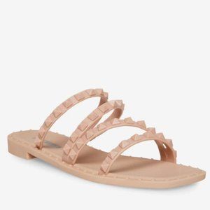 Steve Madden Blush Studded Triple-Strap Slide Sandal
